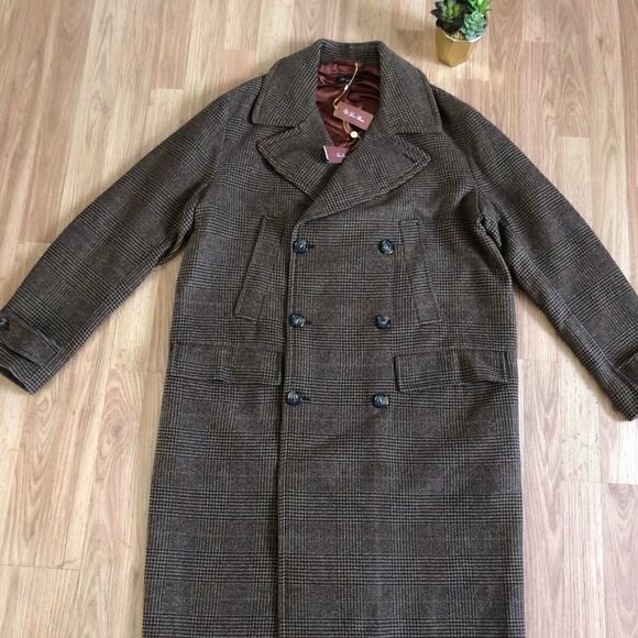 NWT $8.5K LORO PIANA Galles Cashmere Double Brown Plaid Jacket - Picture 1 of 13